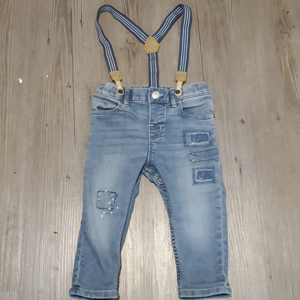 🧡 H&M | Baby Patchwork Suspender Jeans | 9-12 M